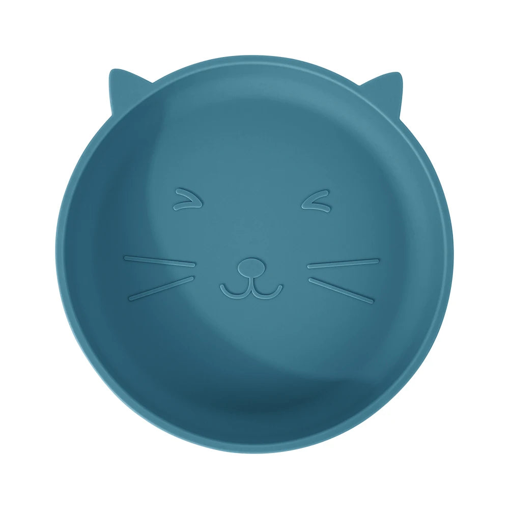 Silikon Baby Teller Saugplatte Katze Form BPA frei kindgerechtes Geschirr