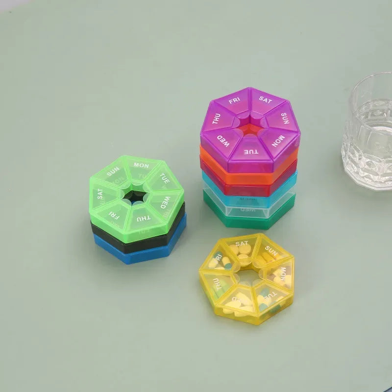 Mini tragbare Vitamin Pillendose 7 Tage Organizer Pillenetui Reise