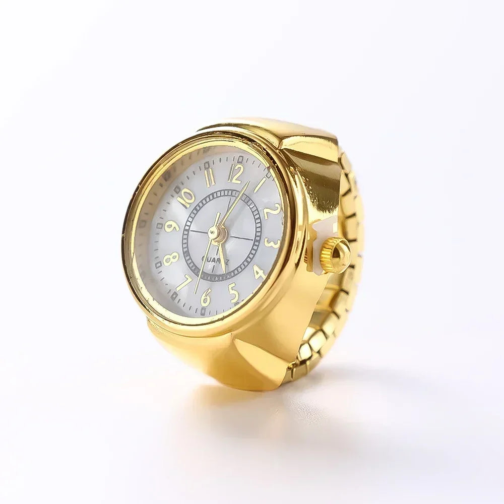 Mini Fingeruhr mit elastischem Band – Vintage Design für Damen - Herren