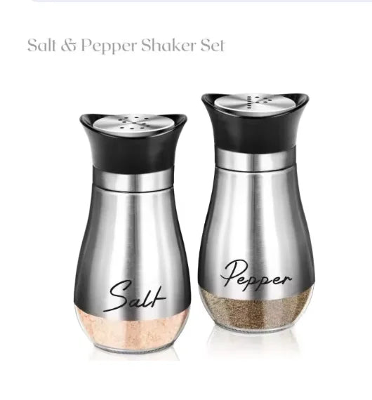 2er Set Glas Gewürz Shaker Vorratsbehälter für Küche - Grill – Salz - Pfeffer