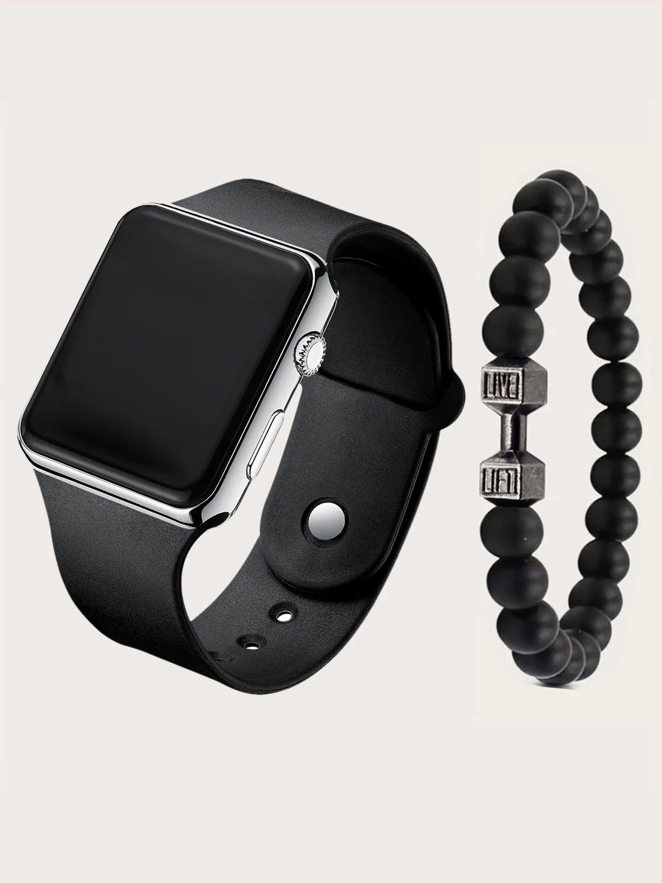 Rechteckige digitale Sportuhr mit Silikonarmband für Herren und Alltag