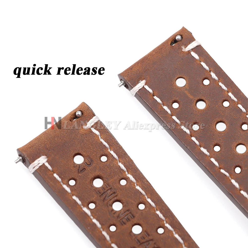 Vintage handgefertigtes Uhrenarmband aus Leder in 18 bis 24 Milli