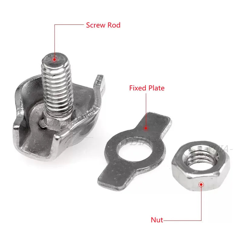 Sichere Edelstahl-Drahtseil-Clips M2-M6, wasserdicht - rostfrei, 1-5 Stück