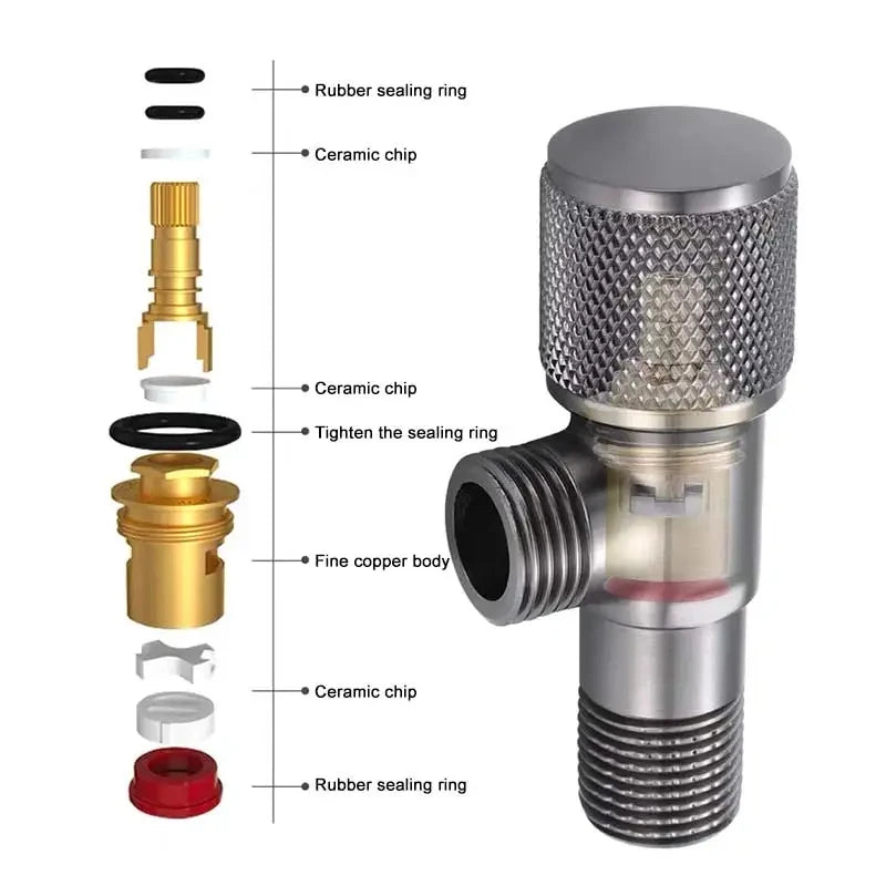 4 Punkte Einlassventil G1/2 Messing Wasserhahn Absperrventil für Bad & WC