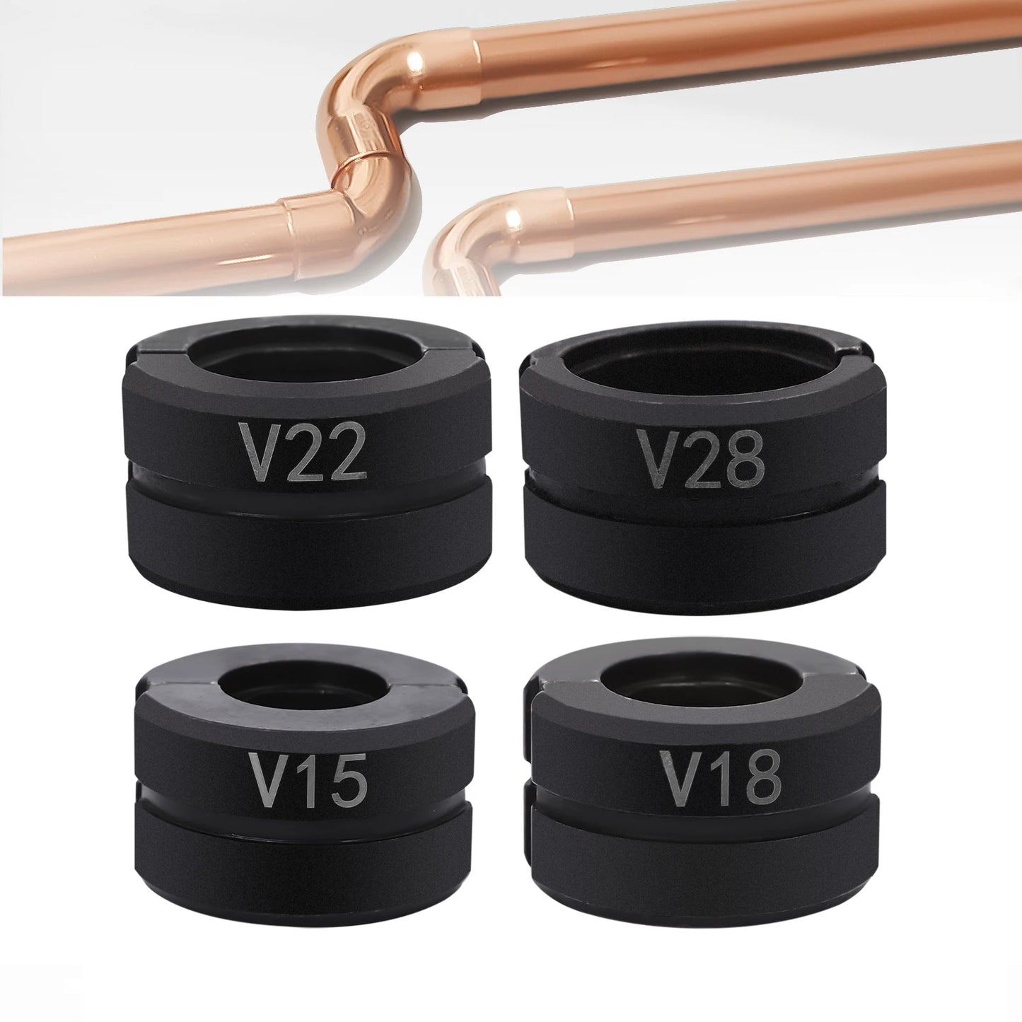 Set aus 4 Crimpmatrizen für Kupferrohre in verschiedenen Größen