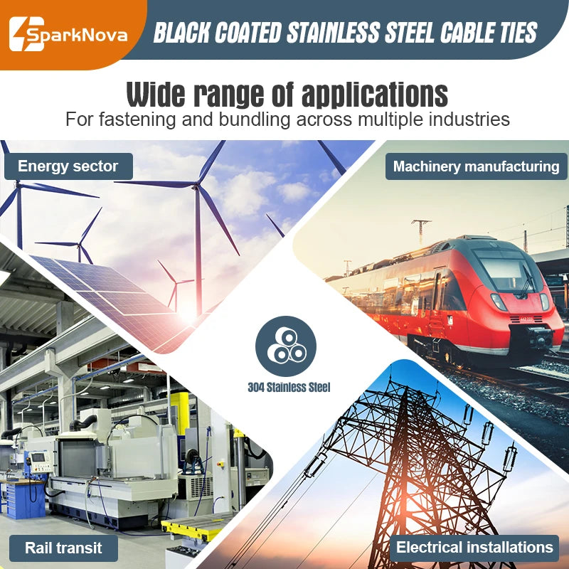 Metall Kabelbinder aus schwarzem Edelstahl 4,6 mm selbstsichernd 10-100 Stück