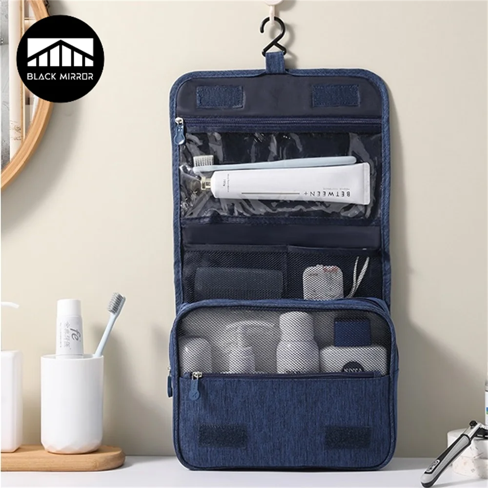Großer Unisex Kulturbeutel mit Haken, wasserdicht, Reise Make-up Kosmetiktasche