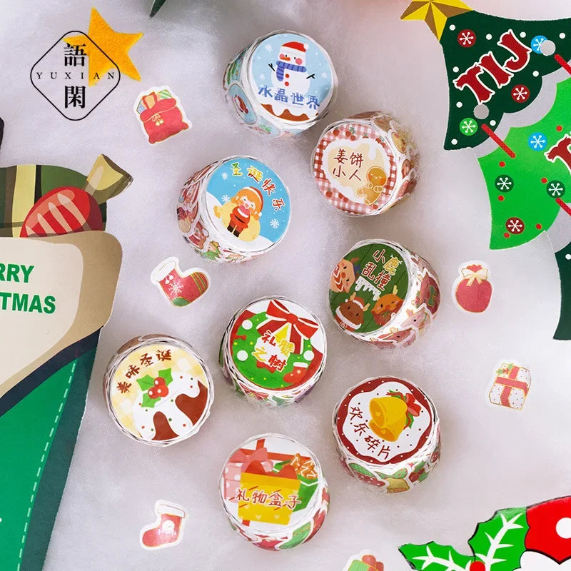 Washi-Papier Stanzband 150 Stück Weihnachten 8 Designs 15mm breit