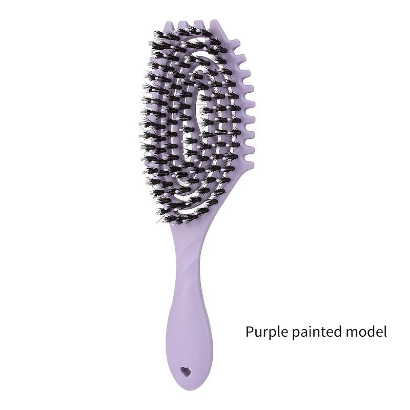 Haarbürste mit Wildschweinborsten zum sanften Entwirren von Locken 22x7cm