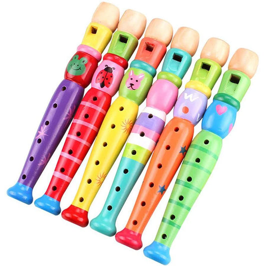 Spielerisch Musik lernen: 6-Loch Holz Cartoon Flöte für Kinder ab 3 Jahren