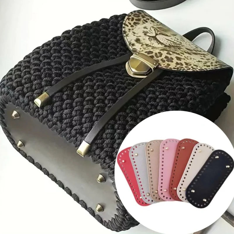 PU Leder Taschenboden 21,5x10cm für Gestrickte Taschen, mit Löchern