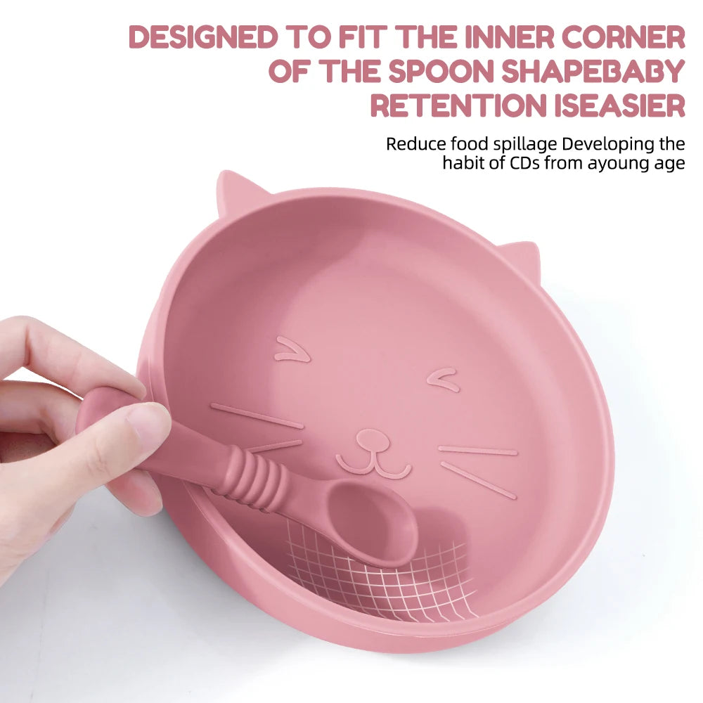 Silikon Baby Teller Saugplatte Katze Form BPA frei kindgerechtes Geschirr