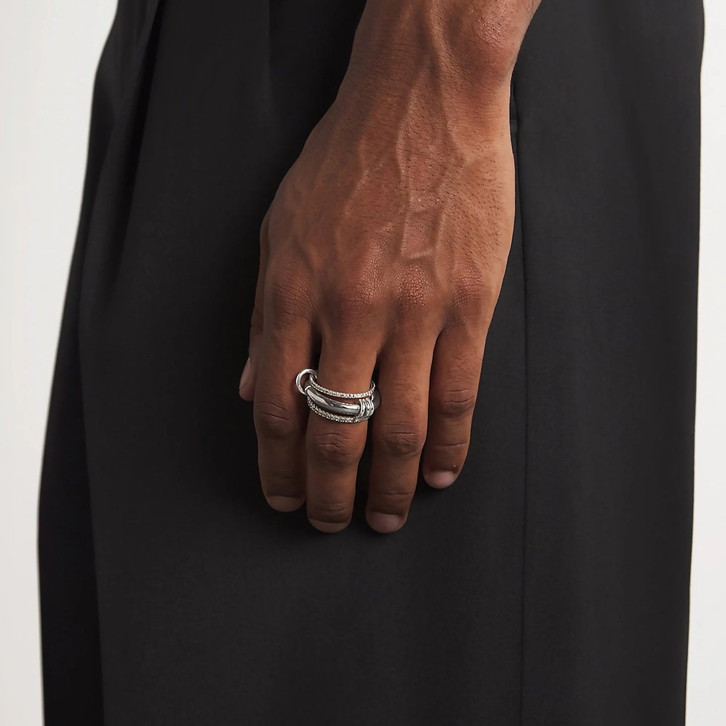 Mehrschichtige stapelbare Fingerringe mit Zirkonia 18K vergoldet Edelstahl