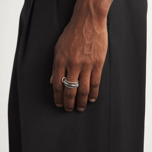 Mehrschichtige stapelbare Fingerringe mit Zirkonia 18K vergoldet Edelstahl