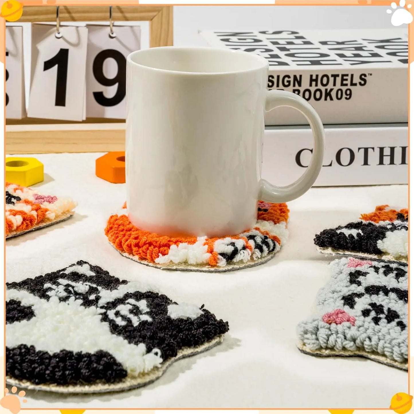 6-teiliges Punch Needle Untersetzer Set mit Pflanzenmuster für Anfänger