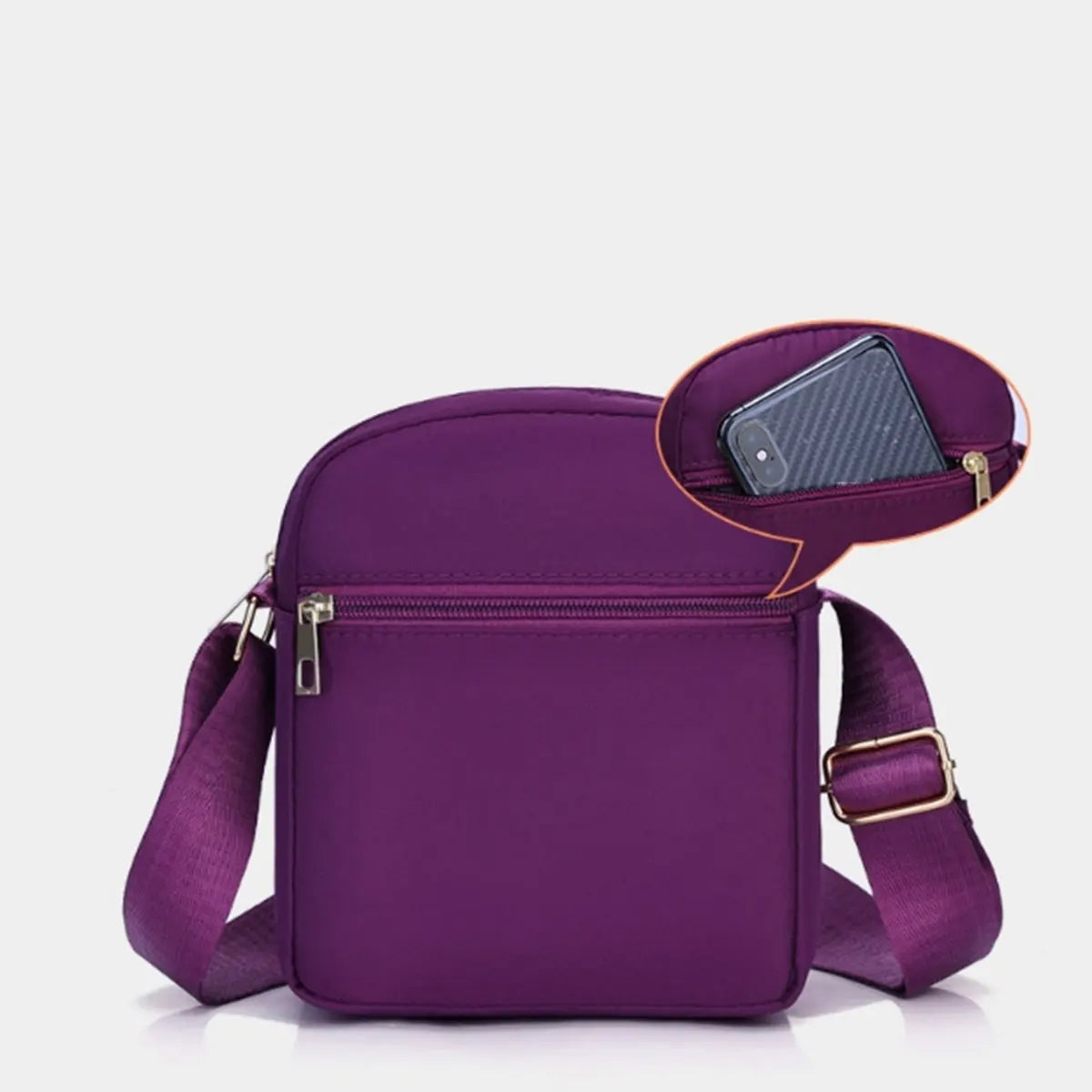 Leichte Nylon Umhängetasche mit Blumenstickerei für Damen und Alltag