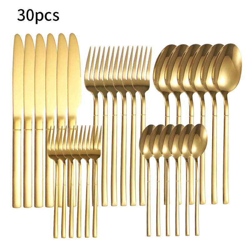 6-30 Teile Edelstahl Besteck Set – scharfe Steakmesser - elegantes Design