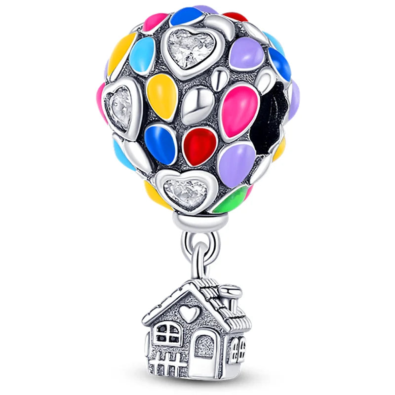 925 Sterling Silber Charm mit rosa Schmetterling - leuchtenden Glühwürmchen