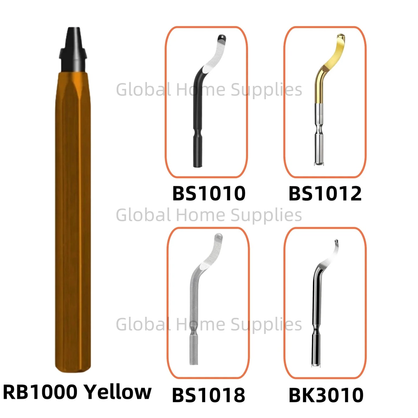 Entgratungswerkzeug mit 1 Griff und 4 Klingen aus Schnellarbeitsstahl