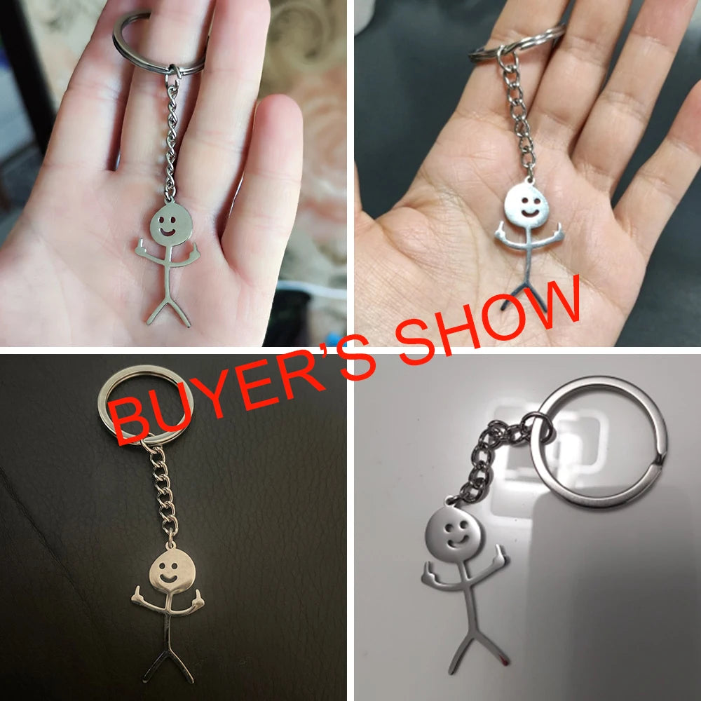 Stickman Schlüsselanhänger mit Mittelfinger Edelstahl für Auto - Tasche