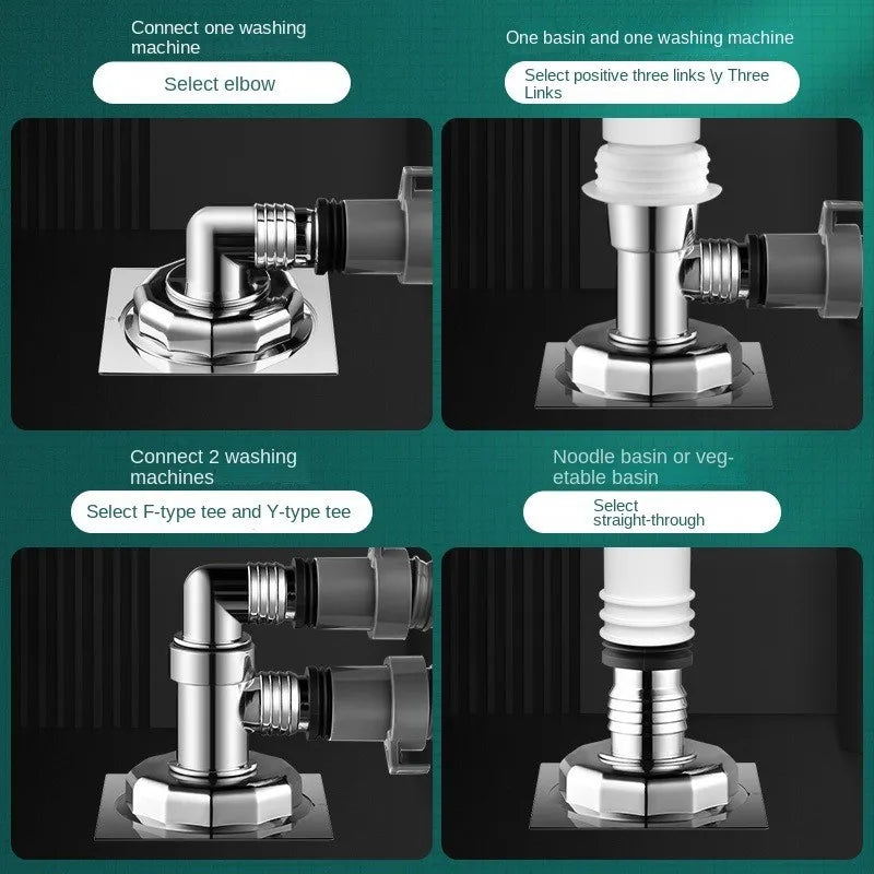 Waschmaschinen Bodenablauf Doppel Rohranschluss Universal Schlauchadapter
