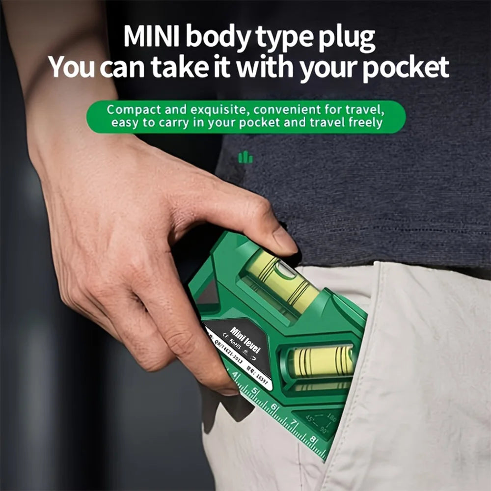 Magnetische Mini Wasserwaage mit Lineal und Winkelmesser