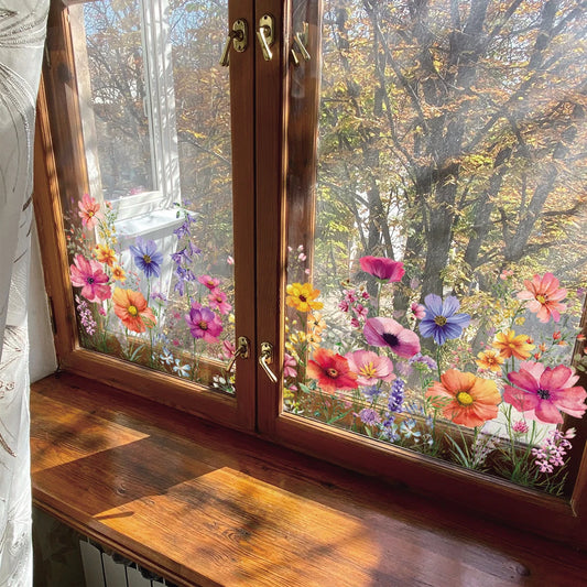 Bunte Blumen Schmetterling Fenster Aufkleber Doppelseitig Statisch Dekorativ