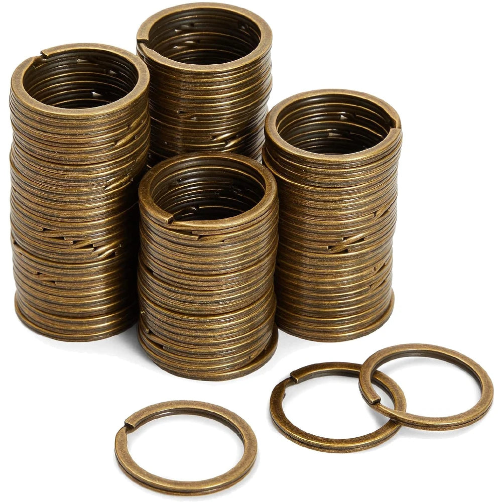 20er Set antike Bronze Schlüsselanhänger Metall rund 25/28/30 mm robust - stilvoll