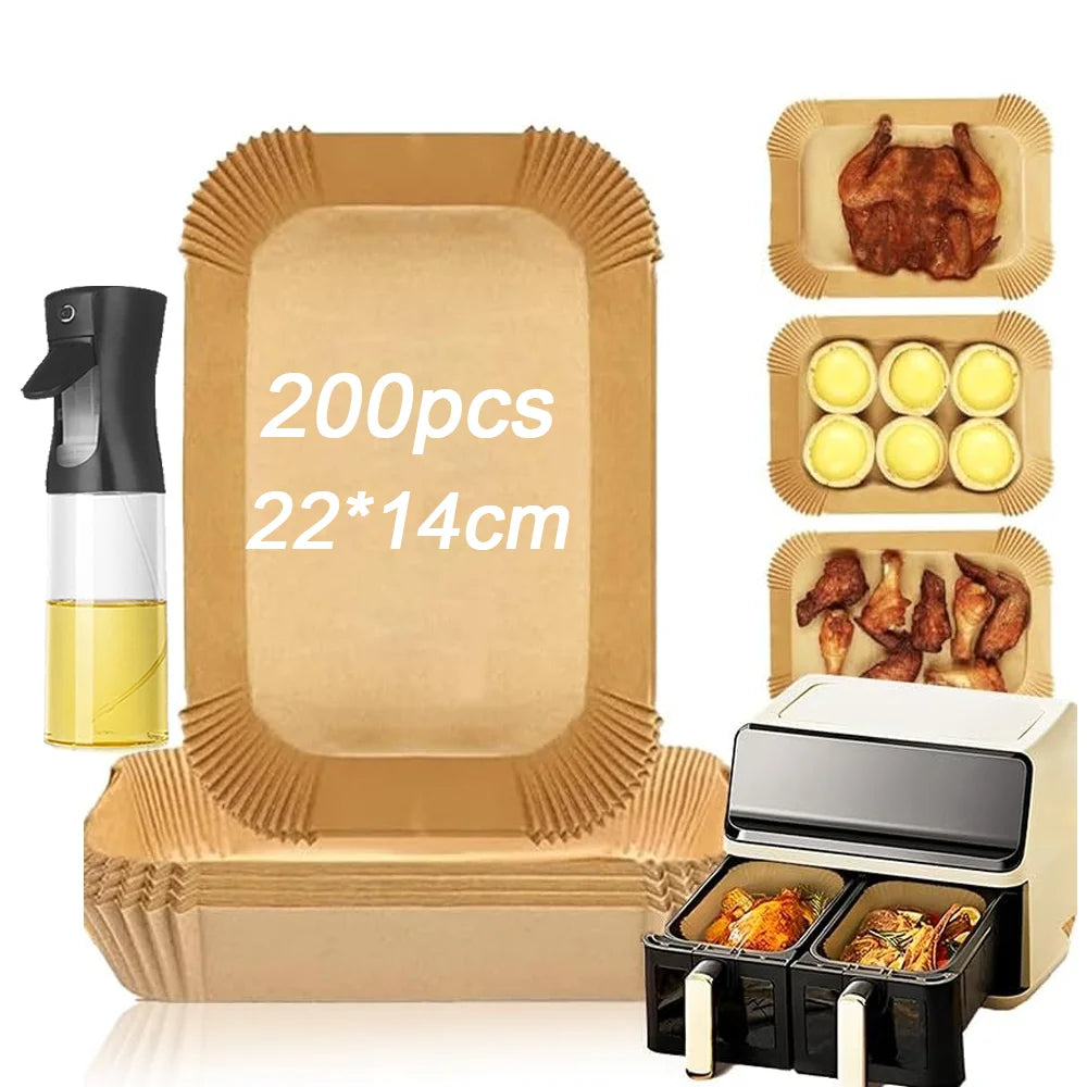 200 Stück Backpapierbögen 22x14 cm für Luftfritteuse kompatibel Ninja