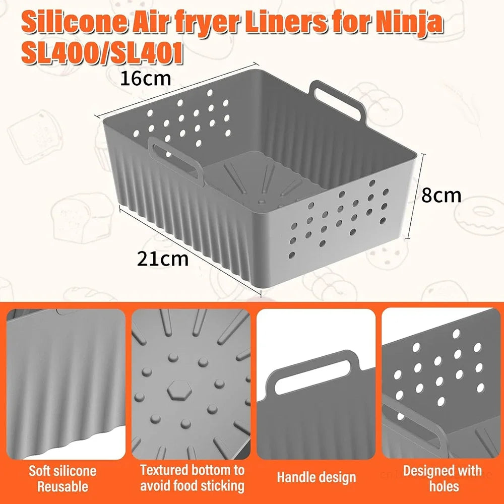 2er-Set Silikon Backformen für Air Fryer - Antihaft - Wiederverwendbar
