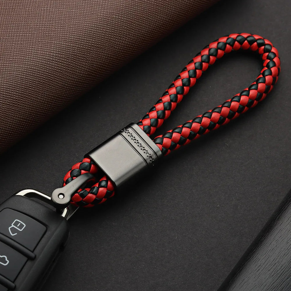 Leder Seil Schlüsselanhänger mit Hufeisen Schnalle und Metallring