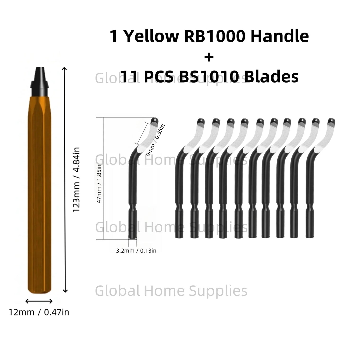 Entgratungswerkzeug Set RB1000 mit 1 oder 11 Schnellarbeitsstahl-Schwenkklingen