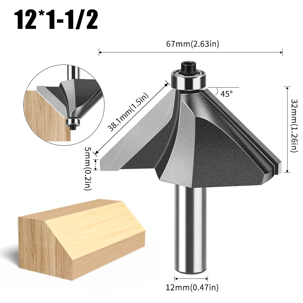 6mm und 12mm Schaft Router Bit mit 45 Grad Abschrägung für Holzfräsen