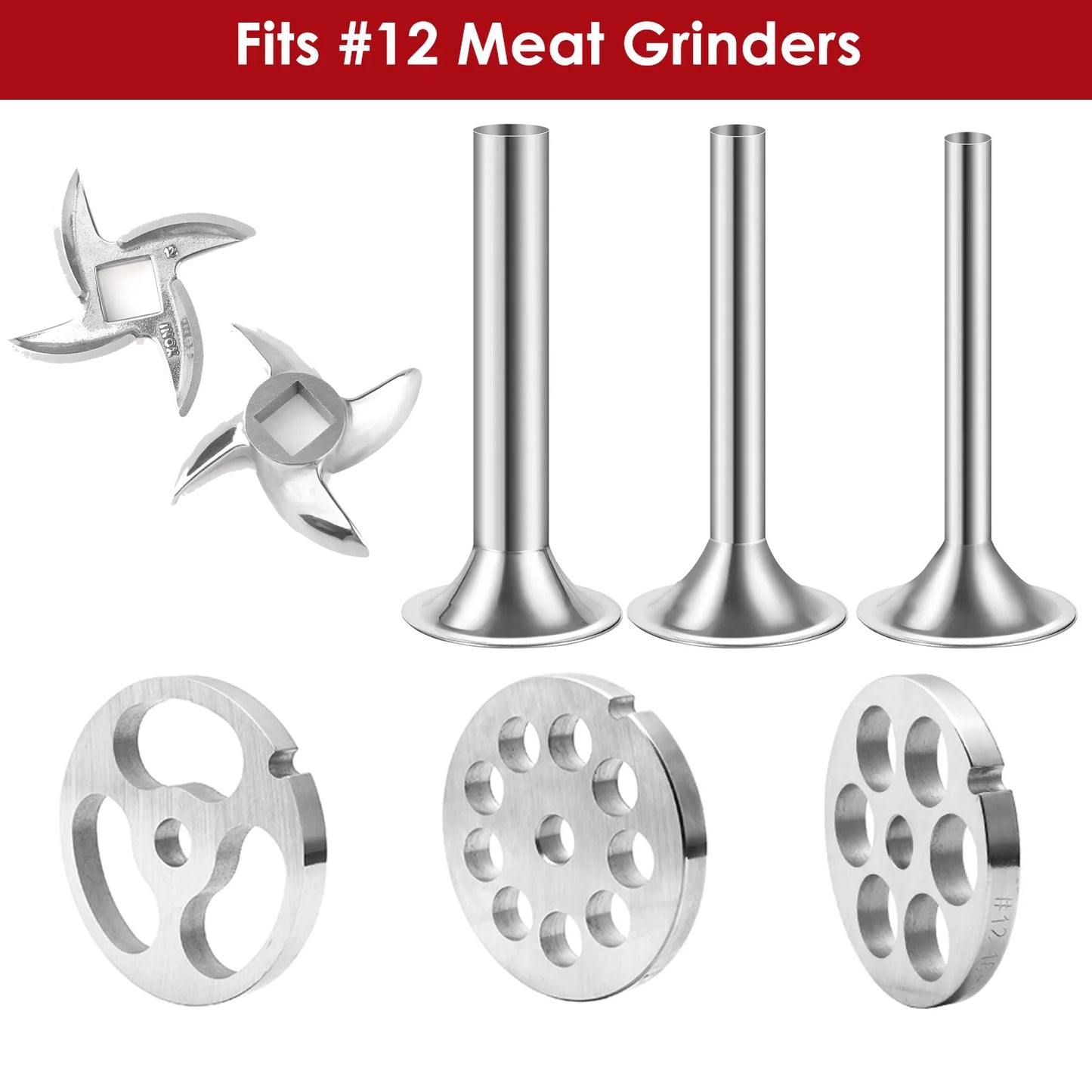 Wurstfüller Set passend für Fleischwolf mit #12 Plattenscheiben