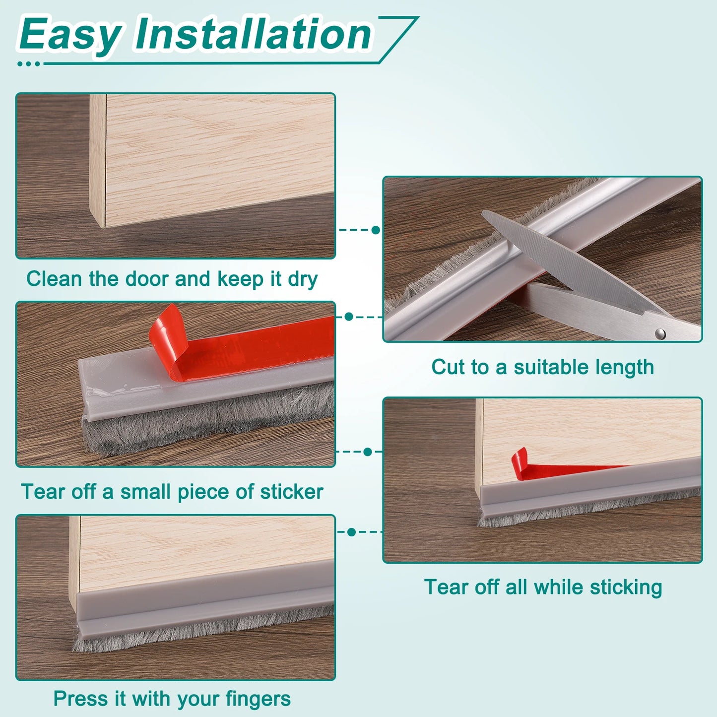 100 cm selbstklebender Türfeger Zugluftstopper mit Bürste 1-3 Stück