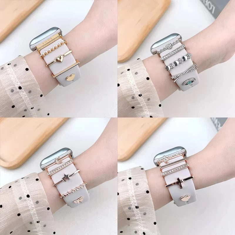 Dekoration für Apple Watch Band Ultra2 10 9 8 Diamant Schmuck Armband Zubehör für Samsung/Huawei Uhr 20/22mm Armband Charms-Yabubest - Home & More