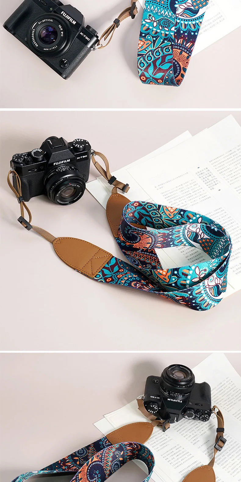 Breiter verstellbarer Ethno Kameragurt für sicheren Schulterhalt