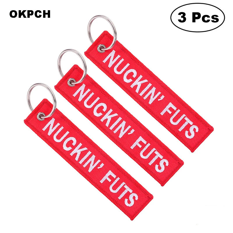 3-teiliges Schlüsselanhänger Set Bestickte Metallanhänger für Autos Motorräder