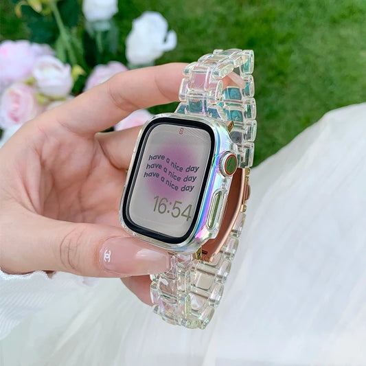 Laser-transparentes Acrylarmband mit Faltschließe für Smartwatches