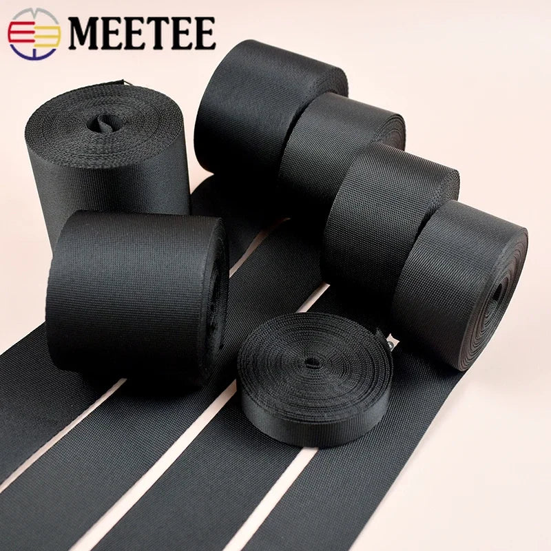 5m Schwarzes Nylon Gurtband 10-100mm für Taschen, Gurte, Haustier, DIY