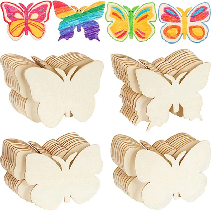 10 Holzscheiben DIY Set Schmetterling und Blume für kreative Dekoration
