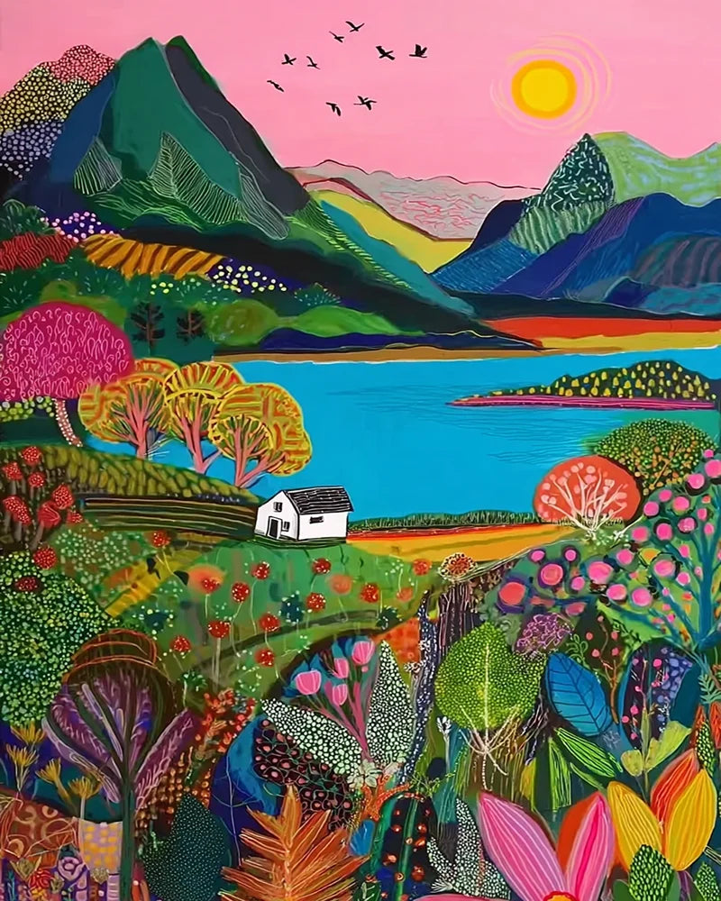 Malen nach Zahlen Leinwand Landschaft DIY Acrylfarbe Kunstwerk Set