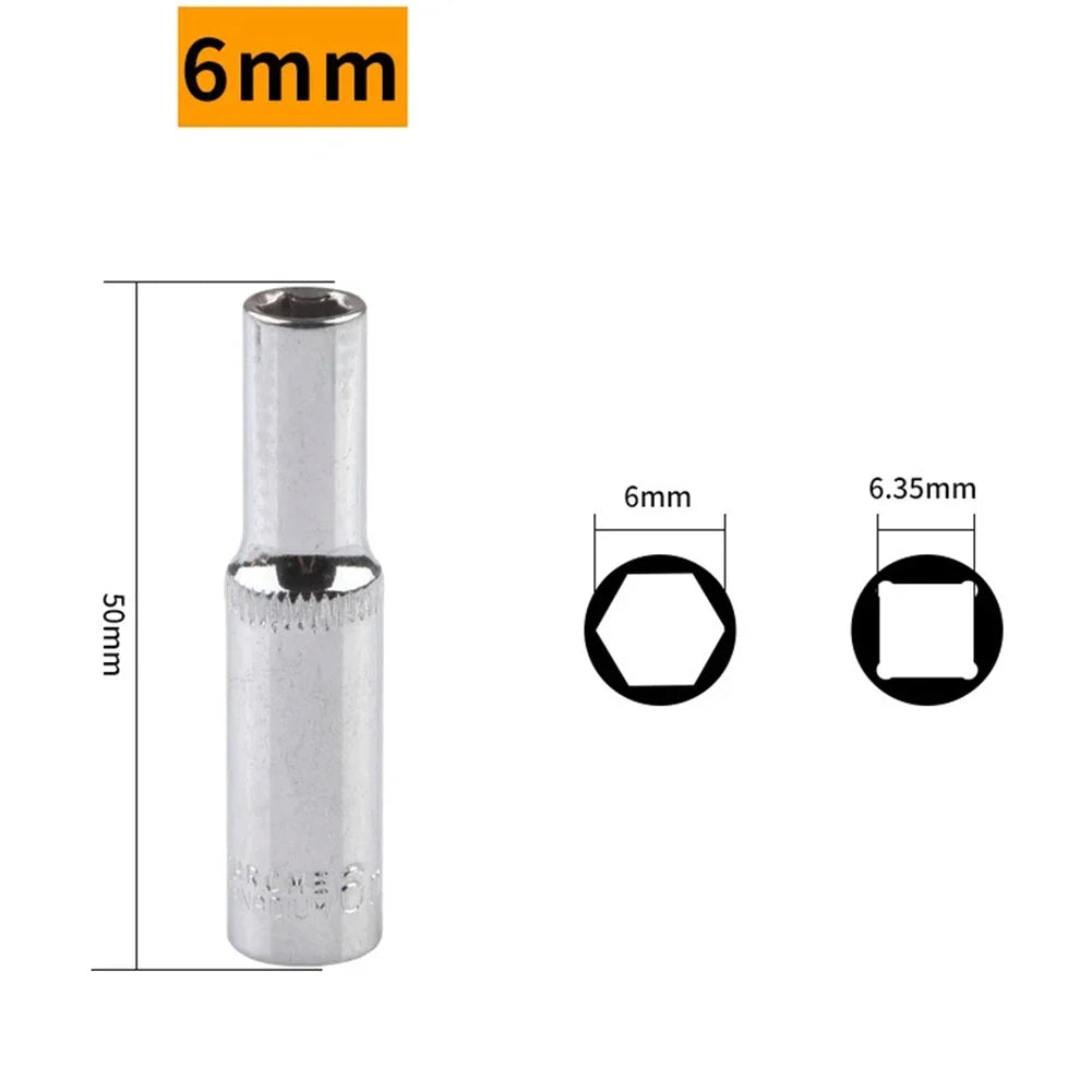 Robuster 1/4 Zoll Tief Steckschlüssel Satz – Metrisch, Sechskant, CrV-Stahl