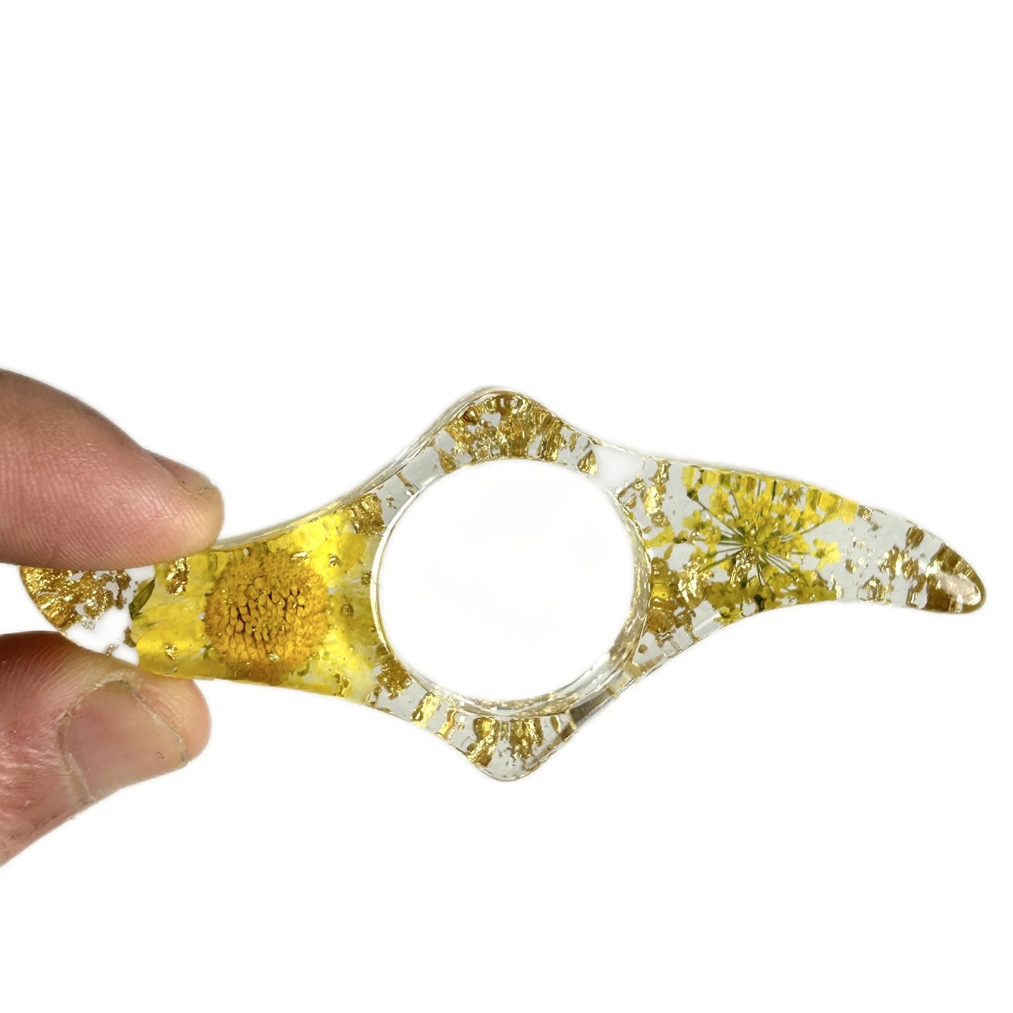 Elegante Buchseitenhalter aus Harz mit getrockneten Blumen für Leser