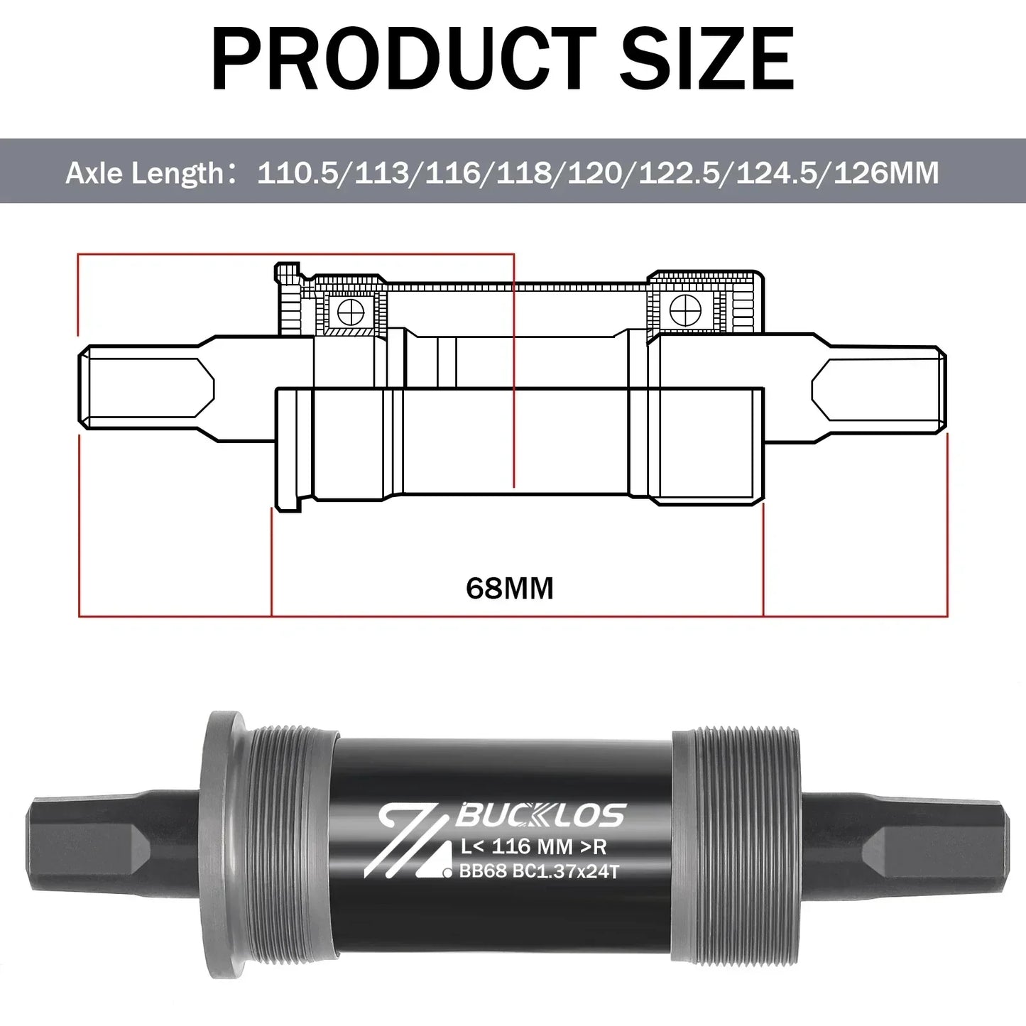 Fahrrad Tretlager quadratisches Loch BB68 BB80 BB90 BB100 BB110 BB120 MTB Ersatz