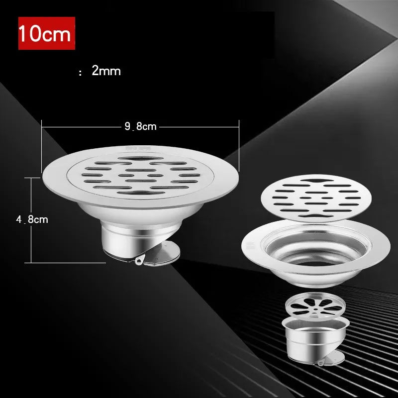 Edelstahl Bodenablauf mit Haarfänger Geruchshemmend für Dusche und Bad