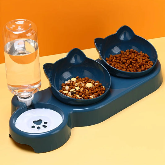 Katzen Trinkbrunnen mit Wasserzufuhr 3in1 Design Schutz vor Nackenschmerzen