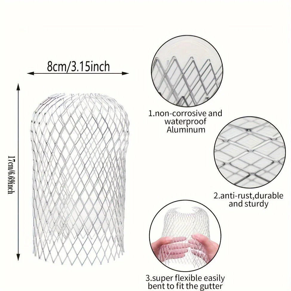 4 teiliges Metall Aluminium Dachrinnenfilter Set mit Maschen