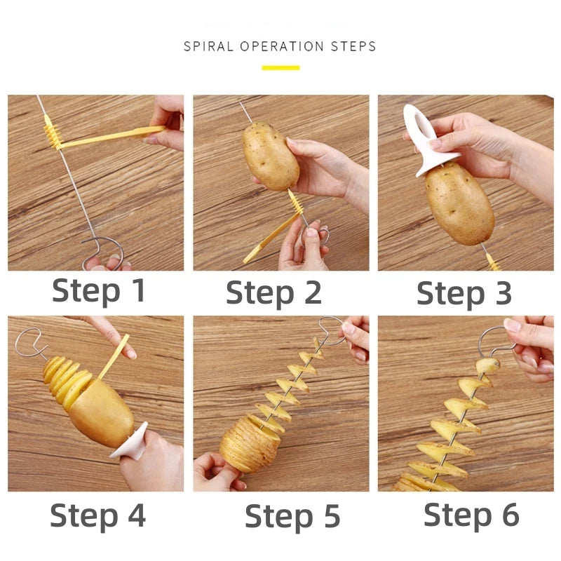 Vielseitiges 2/4/6 Set Spiral-Kartoffelschneider aus Edelstahl - Kunststoff