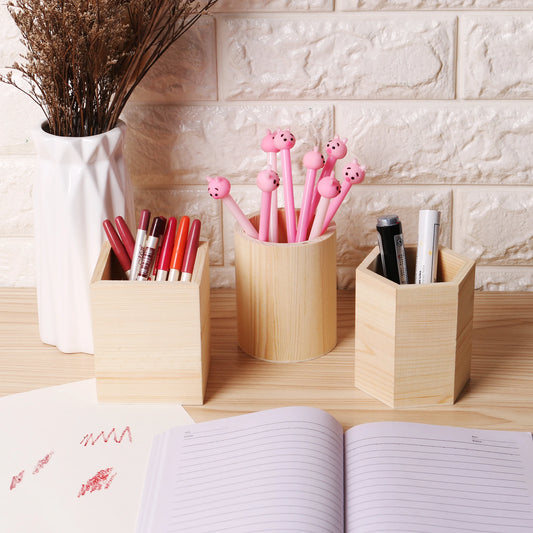 Holz Stifthalter Organizer 8x10cm für Büro Home Office Make-up Pinsel
